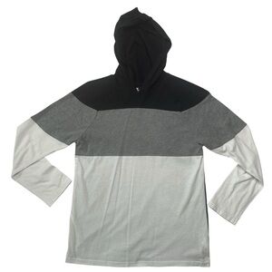 The Children's Place Boy's Hooded Black/Gray/White Long Sleeve Tee Size L (10/12
